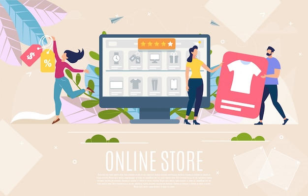Online winkel platte vector bestemmingspagina sjabloon Premium Vector