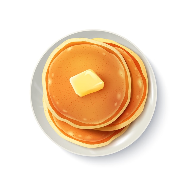 Ontbijt realistische pannenkoeken bovenaanzicht Gratis Vector
