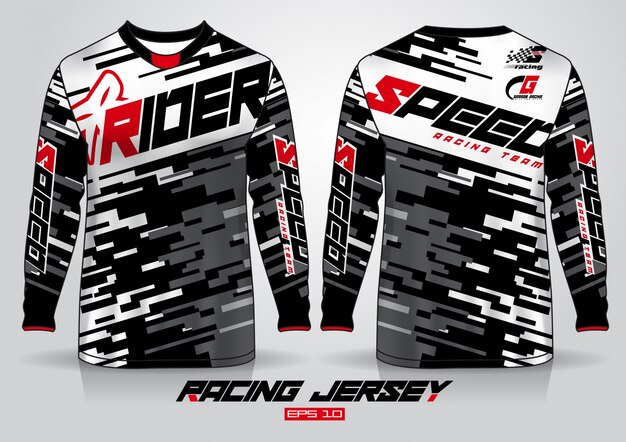 Ontwerpsjabloon met lange mouwen, uniform en voor- en achterkant. vector Premium Vector