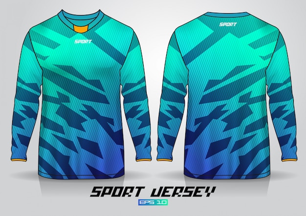 Ontwerpsjabloon met lange mouwen, uniform en voor- en achterkant. vector Premium Vector