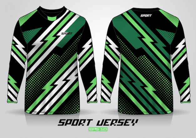 Ontwerpsjabloon met lange mouwen, uniform en voor- en achterkant. Premium Vector