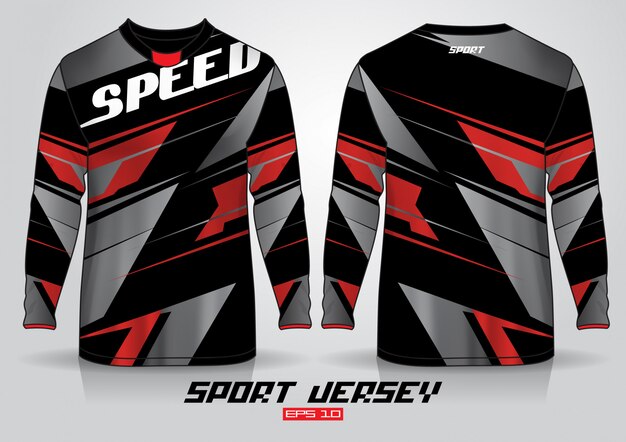 Ontwerpsjabloon met lange mouwen, uniform en voor- en achterkant. Premium Vector