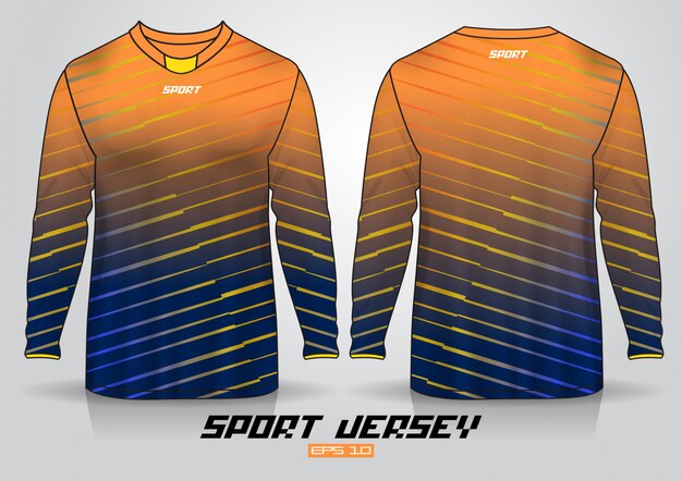 Ontwerpsjabloon met lange mouwen, uniform en voor- en achterkant. Premium Vector