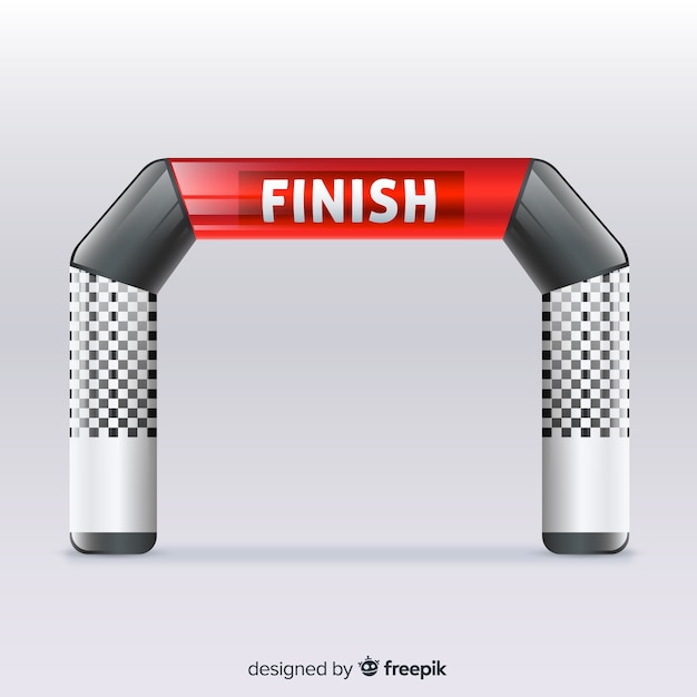 Opblaasbare finishlijnboog met realistisch ontwerp Gratis Vector