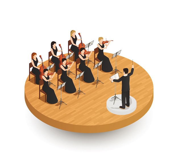 Orkest isometrische compositie Gratis Vector