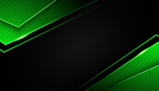 Overlap vorm abstracte groen zwart frame lay-out ontwerptechnologie met glitters en lichteffect Premium Vector