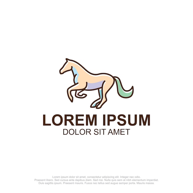 Paard Monoline Lijntekeningen Logo Ontwerp Premium Vector