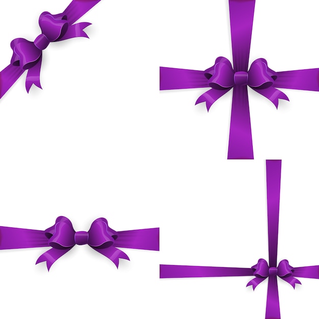 Paarse strik en paars lint, cadeau. | Premium Vector