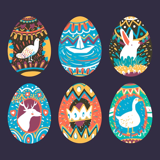 Paasei ontwerpt collectie Gratis Vector