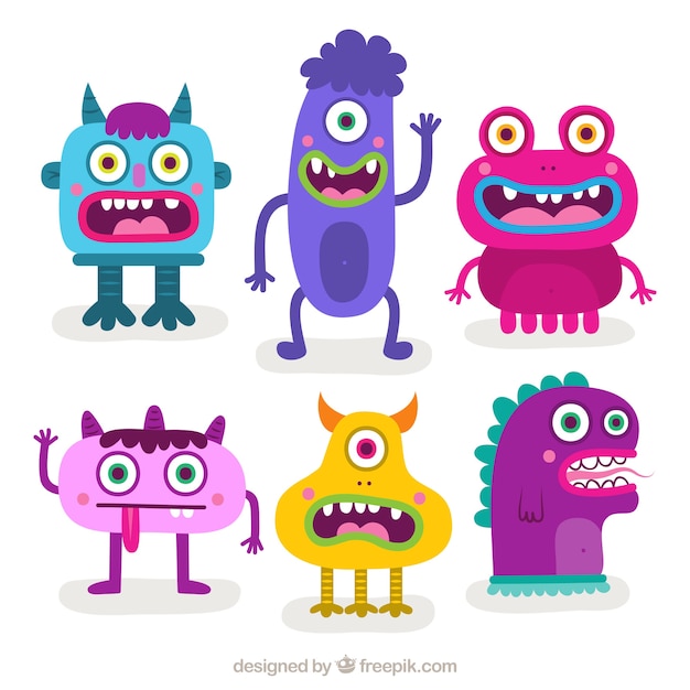 Pack Van Verschillende Monsters | Gratis Vector