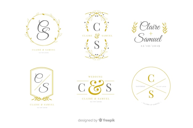 Pak logo's van het huwelijksmonogram Gratis Vector