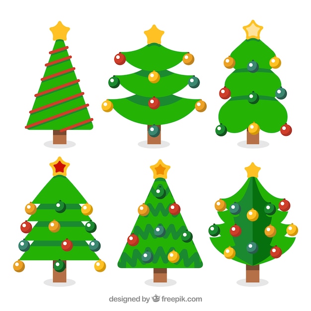 Pak Van De Kerstboom Met Gekleurde Ballen | Gratis Vector