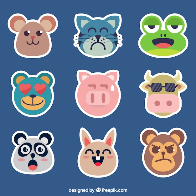 Download Pak van dier emoticons | Gratis Vector