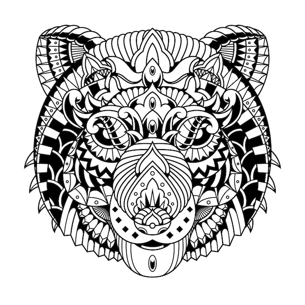 Download Panda mandala zentangle lineaire stijl | Premium Vector