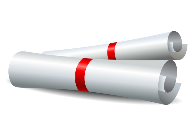Papieren scroll met rood lint Premium Vector