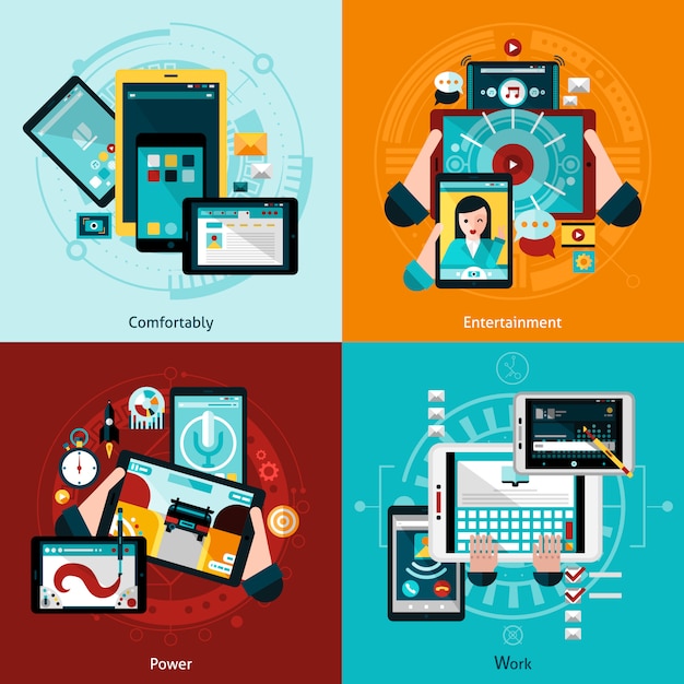 Phablet en tablet icons set Gratis Vector