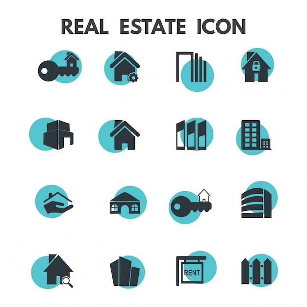 Pictogrammen van onroerende goederen Gratis Vector