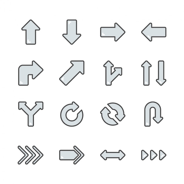 Pijlen in colorline icon set Premium Vector