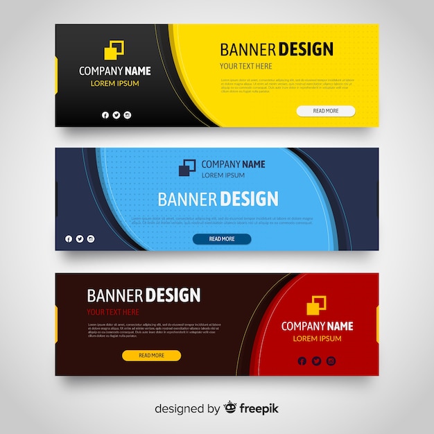 Platte banners Gratis Vector