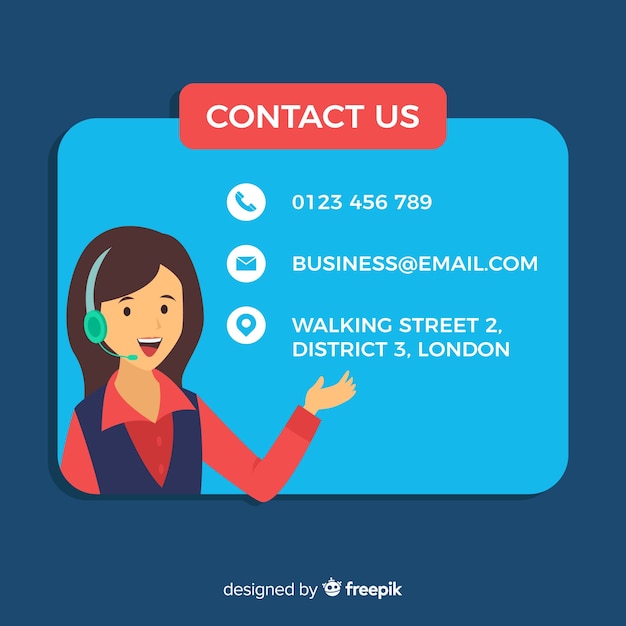 Platte call center informatie achtergrond Gratis Vector