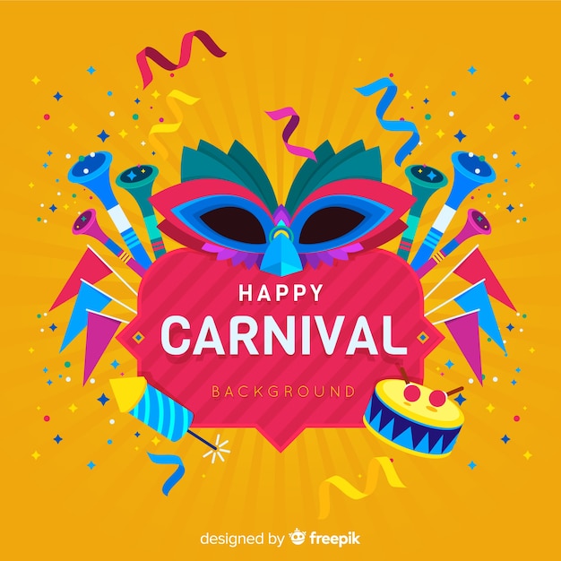 Platte carnaval achtergrond Gratis Vector