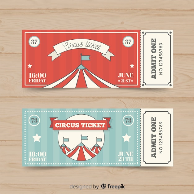 Platte Circus Ticket Sjabloon Gratis Vector