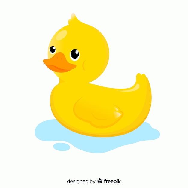 Platte gele badeend Gratis Vector