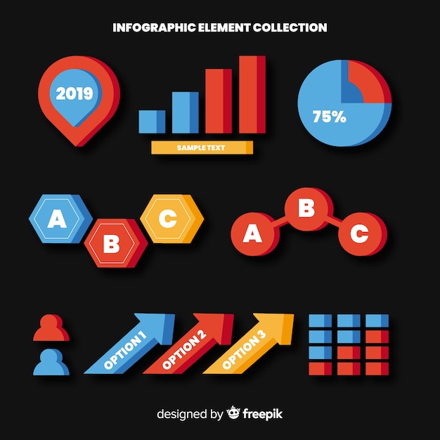 Platte infographic element collectie Gratis Vector