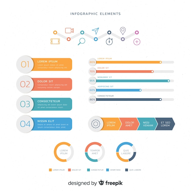 Platte infographic elementen Gratis Vector