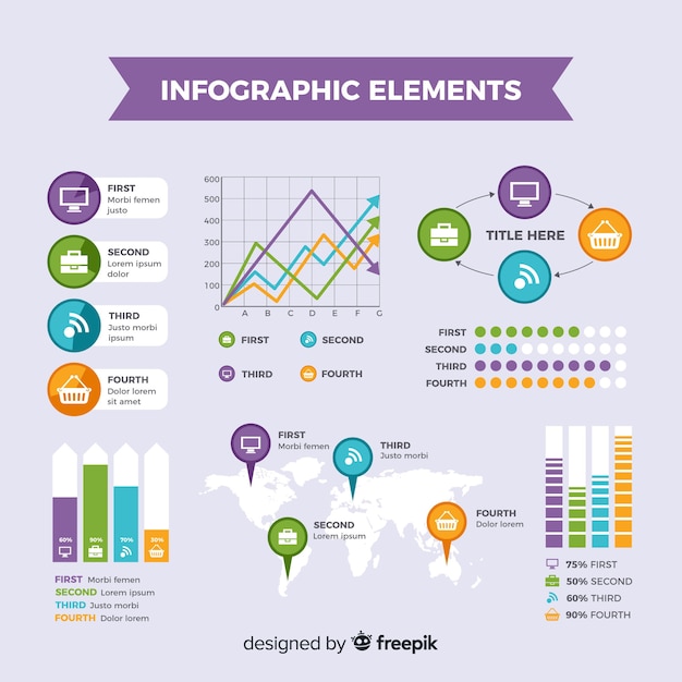 Platte infographic elementen Gratis Vector