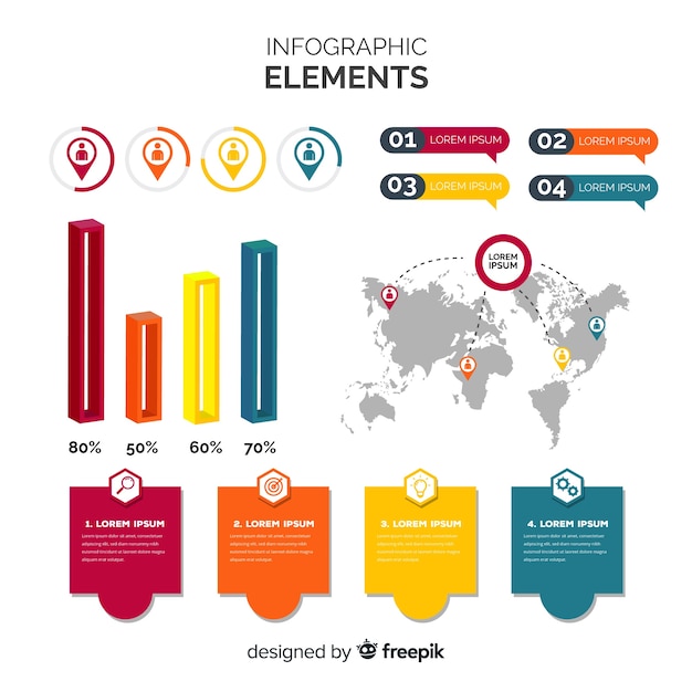 Platte infographic elementen Gratis Vector