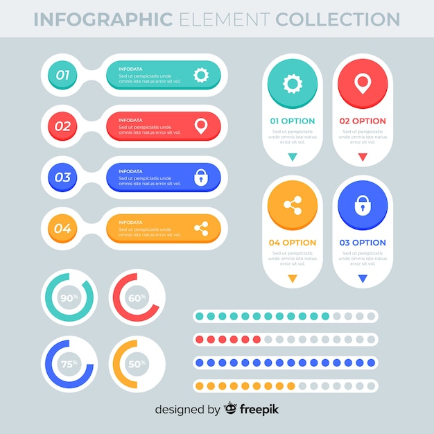 Platte infographic elementen Gratis Vector
