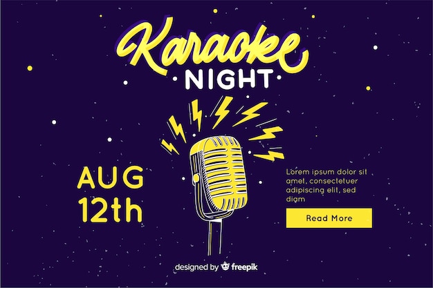 Platte karaoke partij sjabloon voor spandoek Gratis Vector