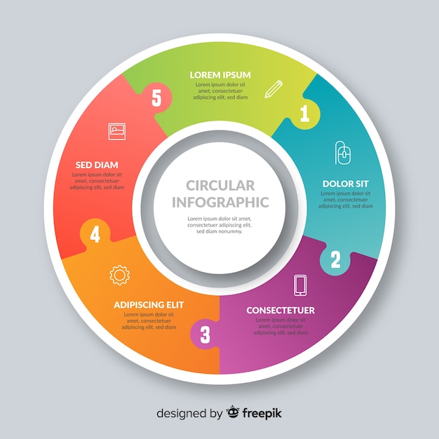 Platte kleurrijke infographic achtergrond Gratis Vector