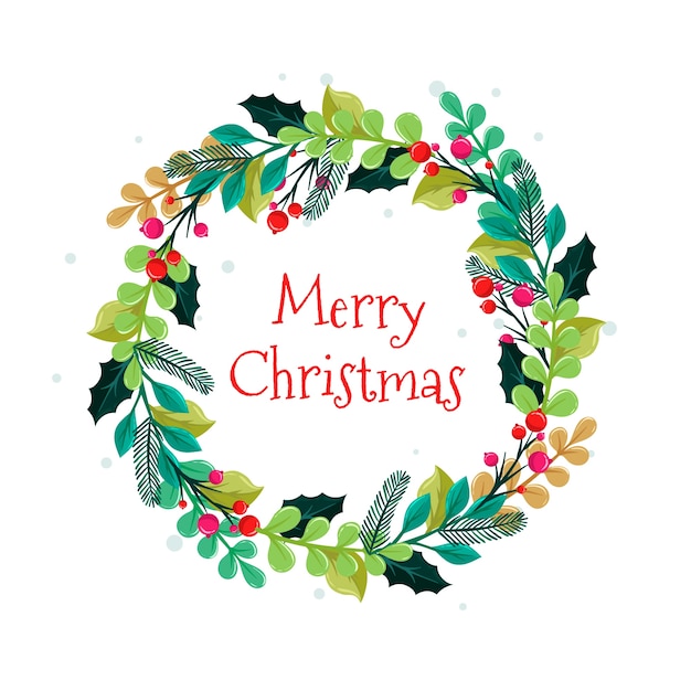 Platte kroon van kerstmis met groet Gratis Vector