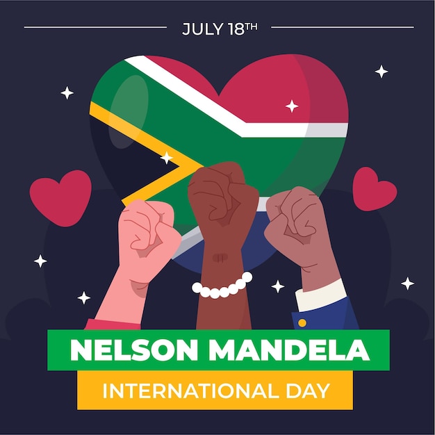 Platte nelson mandela internationale dag illustratie | Gratis Vector