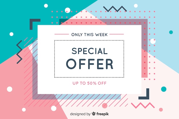 Platte ontwerp abstracte verkoop achtergrond Gratis Vector