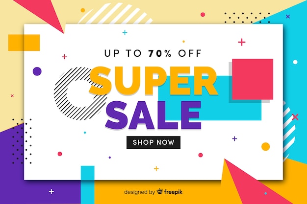 Platte ontwerp abstracte verkoop achtergrond Gratis Vector