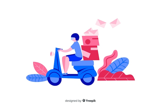 Platte ontwerp bezorger voor bestemmingspagina's Gratis Vector