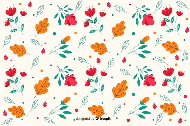 Platte ontwerp bloemmotief achtergrond Gratis Vector