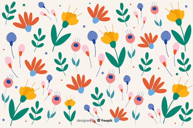 Platte ontwerp bloemmotief achtergrond Gratis Vector