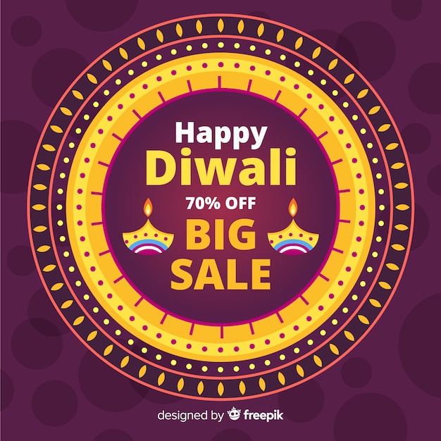 Platte ontwerp diwali verkoop met korting Gratis Vector