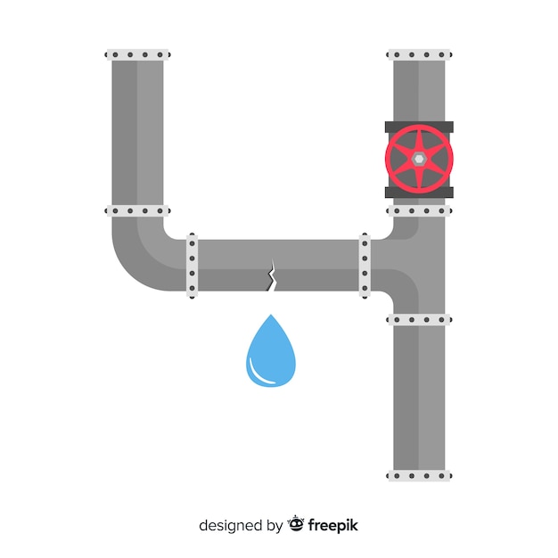Platte ontwerp gebroken pijp Gratis Vector