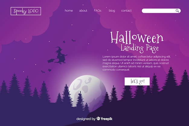 Platte ontwerp halloween-bestemmingspagina Gratis Vector