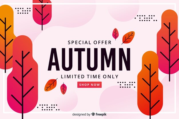 Platte ontwerp herfst verkoop achtergrond Gratis Vector