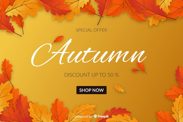 Platte ontwerp herfst verkoop banner Gratis Vector