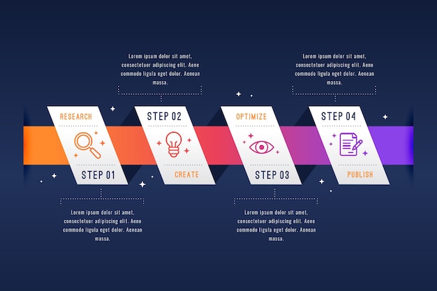 Platte ontwerp infographic stappen ontwerp Gratis Vector