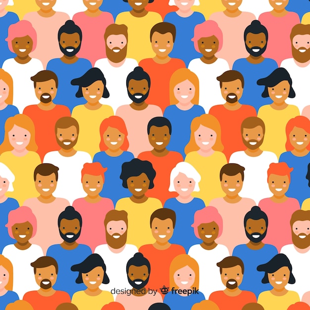 Platte ontwerp jeugd mensen patroon Gratis Vector