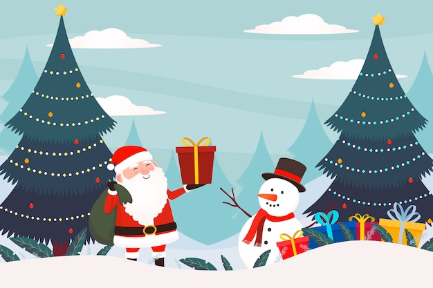 Platte ontwerp kerst achtergrond | Premium Vector