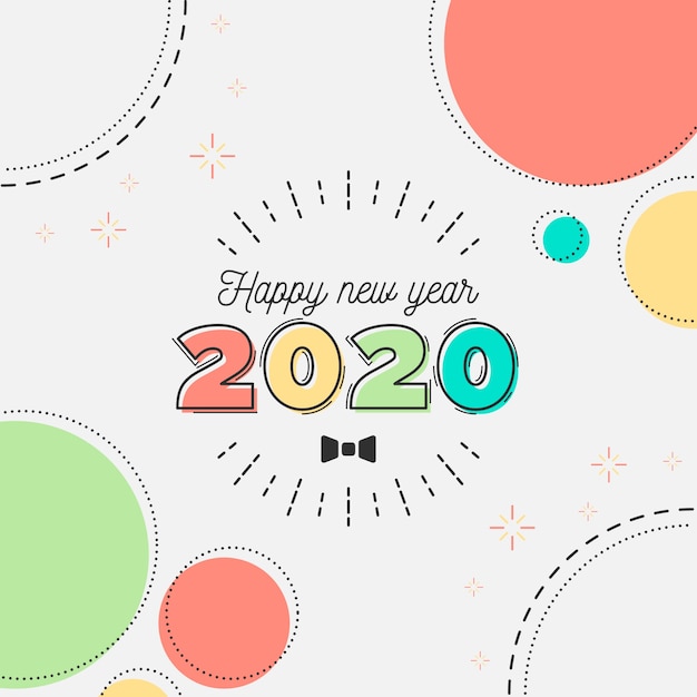 Platte ontwerp nieuwe jaar 2020 achtergrond Gratis Vector